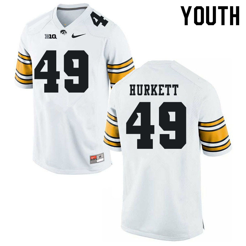 Youth #49 Ethan Hurkett Iowa Hawkeyes College Football Jerseys Sale-White